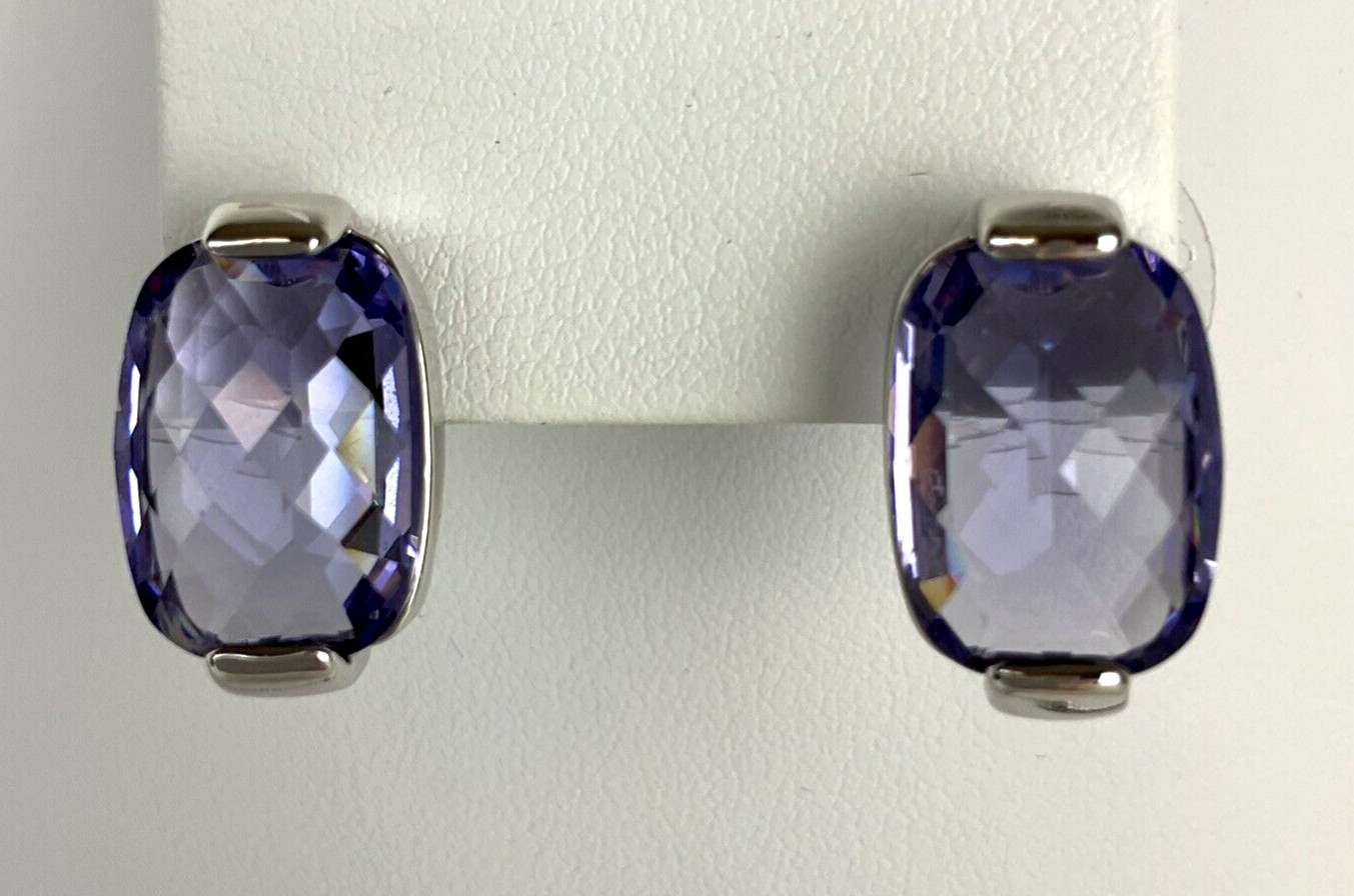 Swarovski Necklace Earrings Silver Tone w Amethyst & Crystal Accents Accent Swan