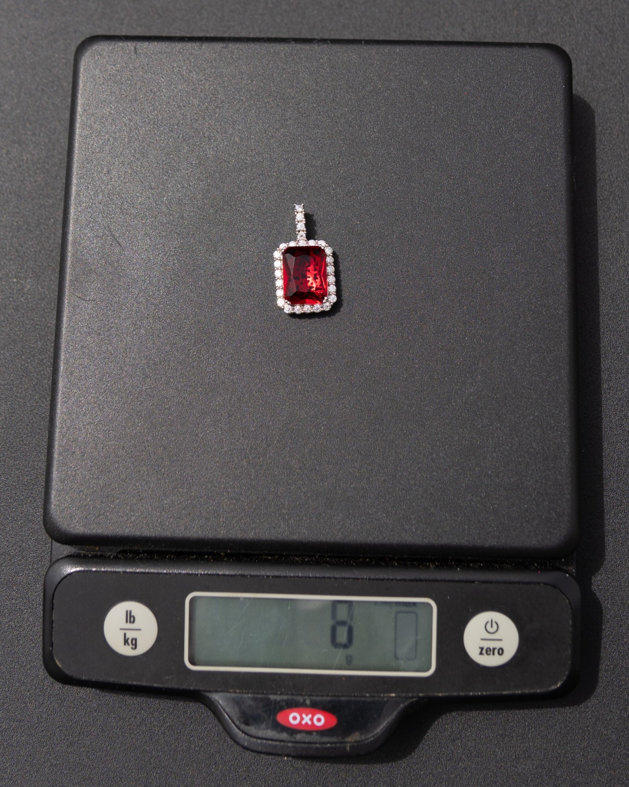 Moissanite & Simulated Ruby Pendant -925 Sterling Silver