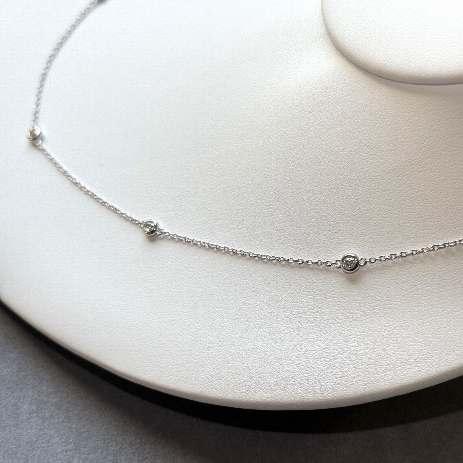 Womens Moissanite Station Necklace 16 / 36 inches – Sterling Silver or 14K Gold