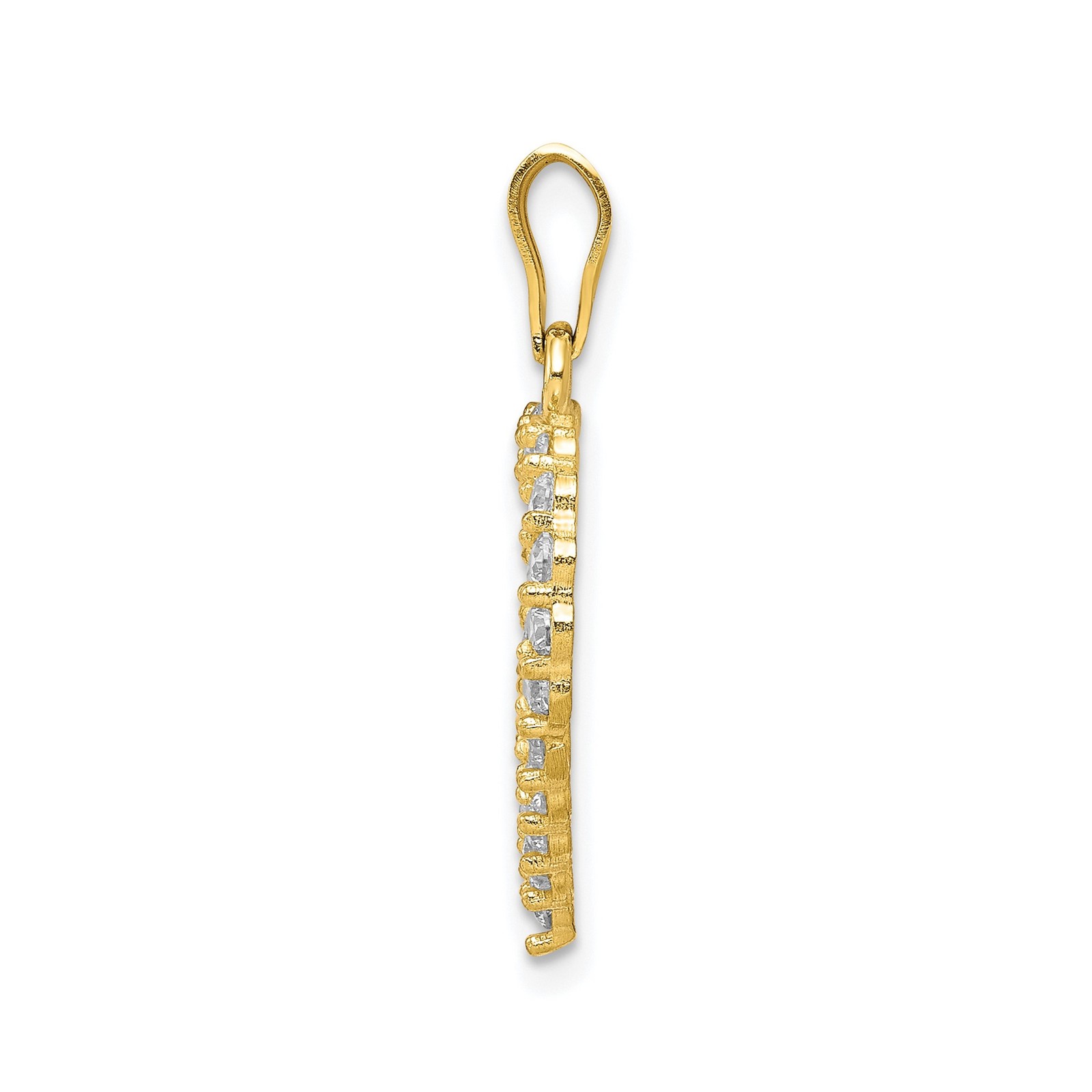10k Yellow Gold Open Heart Pendant Cubic Zirconia Romantic Anniversary Jewelry