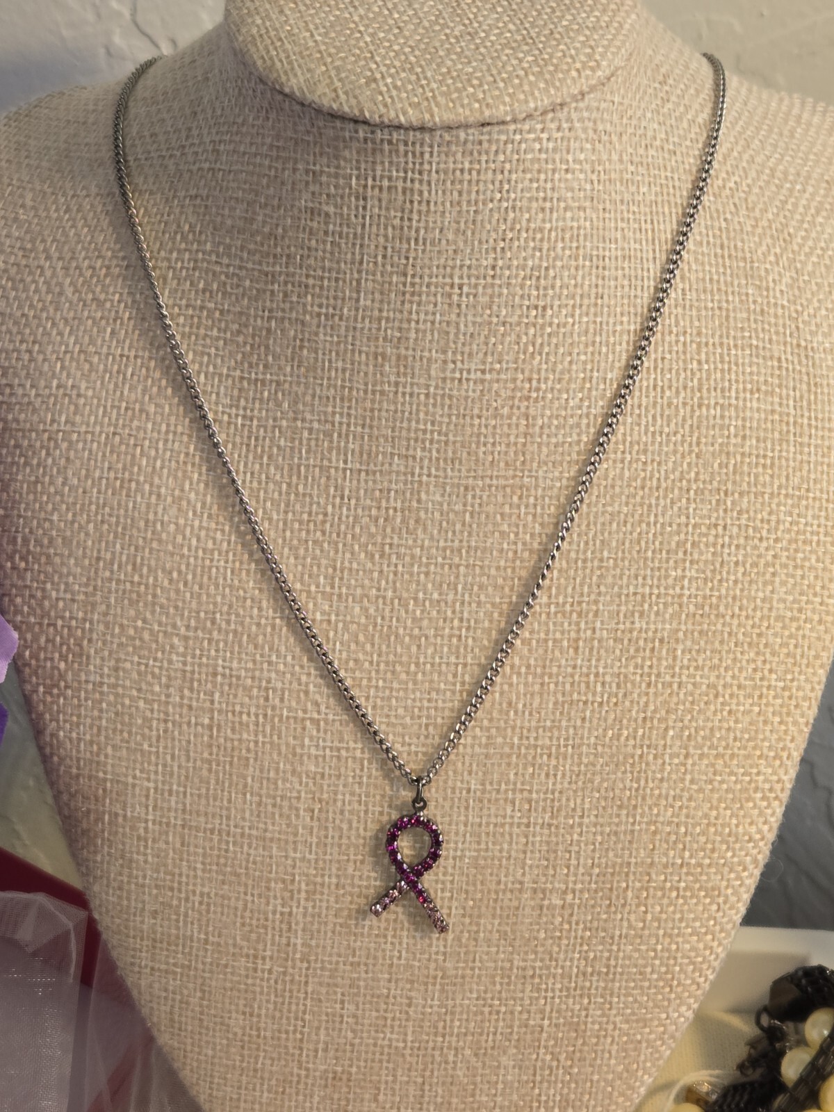 Sabika Breast Cancer Ribbom Necklace 2023