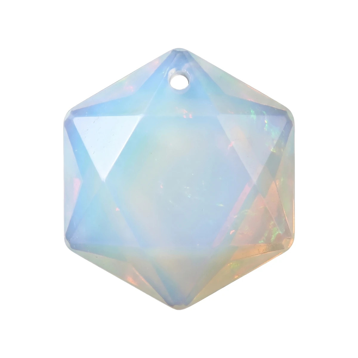 6PCS 22mm Faceted Hexagon Stone Pendants Healing Crystal Charm DIY Jewelry