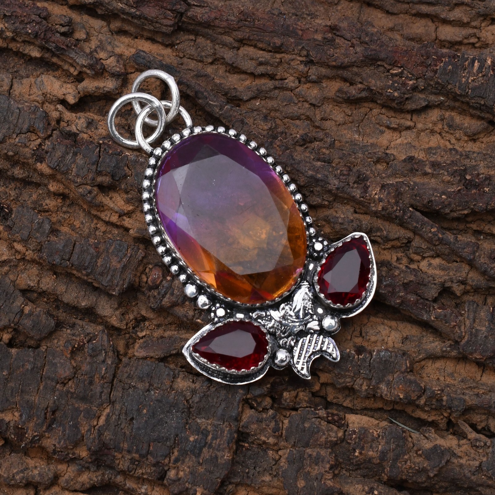 Bi Color Tourmaline Gemstone 925 Sterling Silver Handmade Jewelry Pendant 1.97″