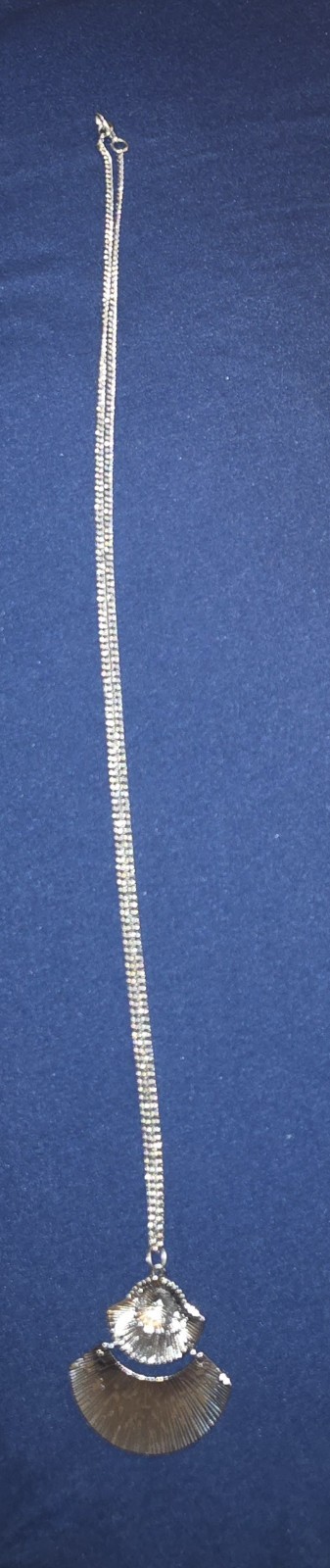 African Stories Necklace Silver Costume Jewelry Chain and Pendant ~15 in Long