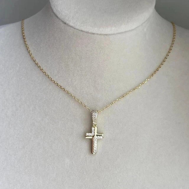 2Ct Round Cut Simulated Diamond Women’s Cross Pendant In 14K Yellow Gold Plated