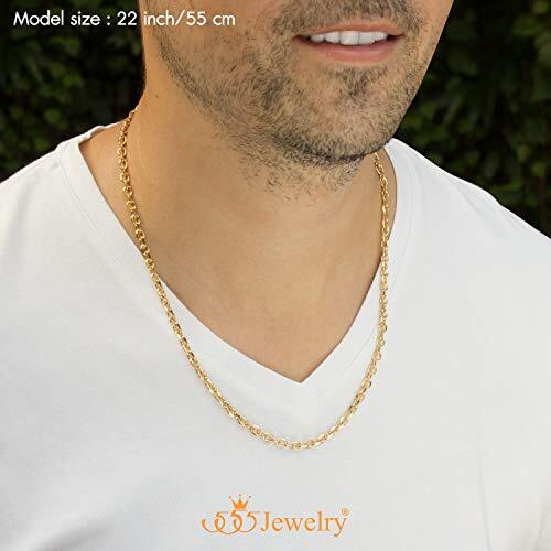 555Jewelry 5mm Stainless Steel Cable Chain Necklace for Men & Women, 16-24 Inch