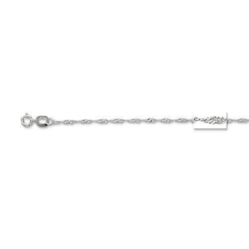 REAL 10K White Gold Singapore Sparkle Chain Necklace