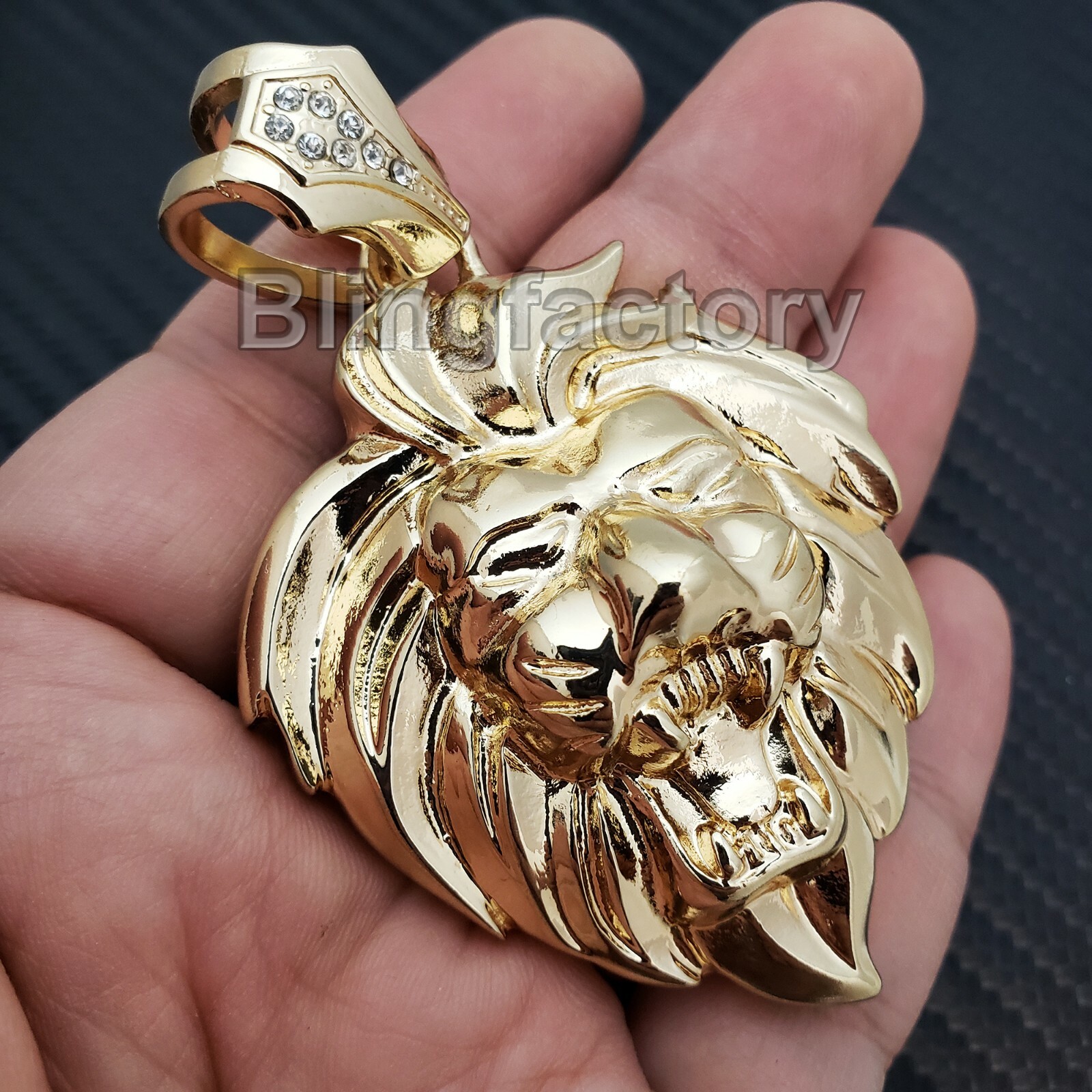 HIP HOP ICED RAPPER STYLE GOLD PLATED LION HEAD LEO FASHION CHARM PENDANT