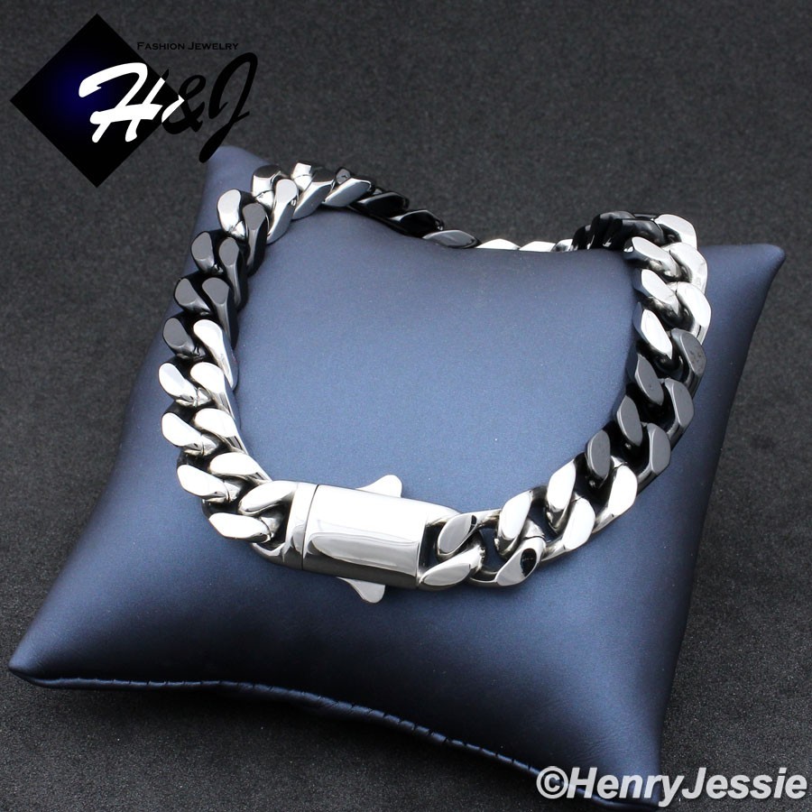 18″-40″MEN Stainless Steel 8.5mm Silver/Black Plated Miami Cuban Necklace*172