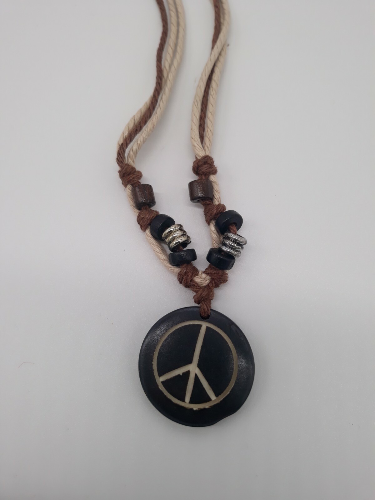 Peace Necklace – Fashion Jewelry – Cord Necklace with Stone Pendant – beading