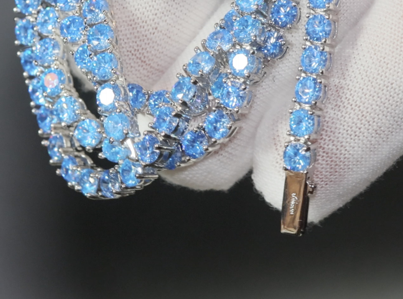 Simulated Blue Diamond Tennis Chain | Tennis Necklace | Aquamarine Tennis Chain
