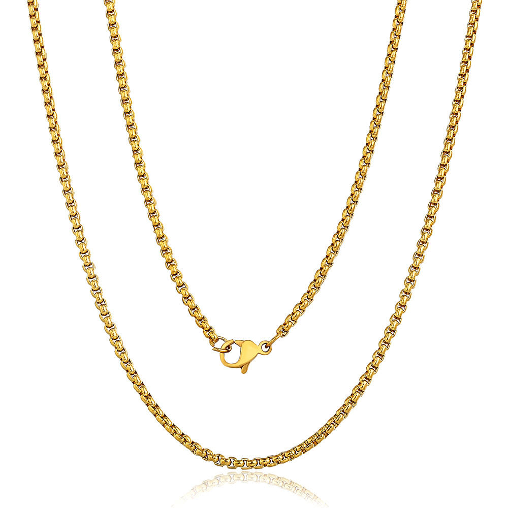 2 mm/3mm Men Women Chain Necklace Gold Stainless Steel Curb Figaro Box Rope