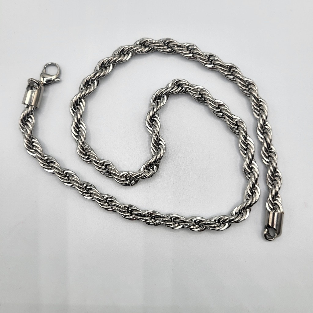 Men’s Stainless Steel Twisted Braided Rope Chain Necklace – 21″ – NWOT