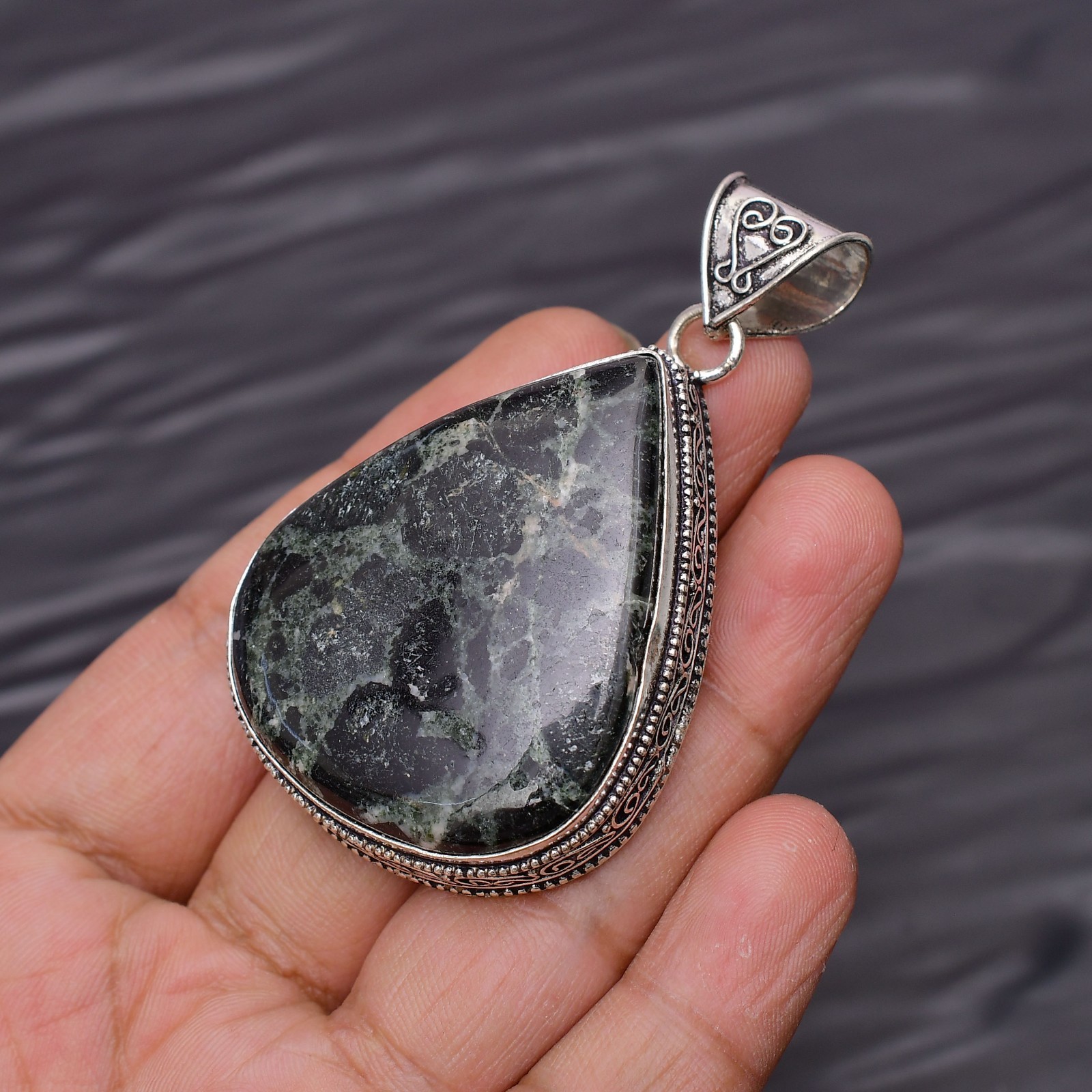 Kambaba Jasper Gemstone 925 Sterling Silver Jewelry Pendant 2.51″