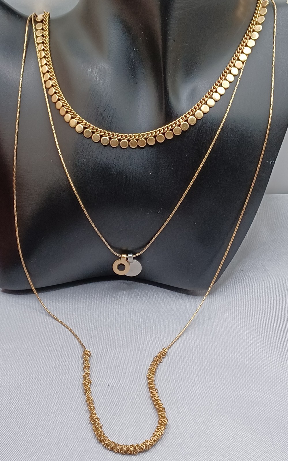Madewell 3 Strand Pendant Necklace Gold & Silver Tone 18″ 23″ 32″