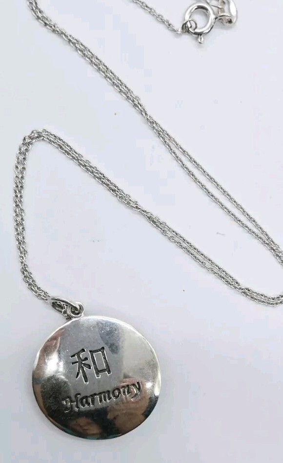 Sterling Silver Pendant Necklace 925 MARCASITE Dyed Jade HARMONY reversible 18″