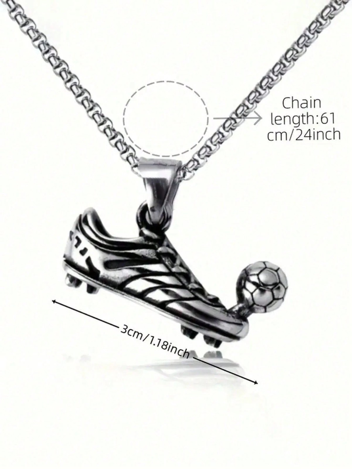 Football Pendant Necklace Chain Silver Sports Soccer Boot Fans Men Boys Kids USA