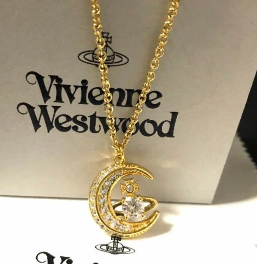 Dorina Moon Orb Necklace Pendant Gold Chain with drawstring