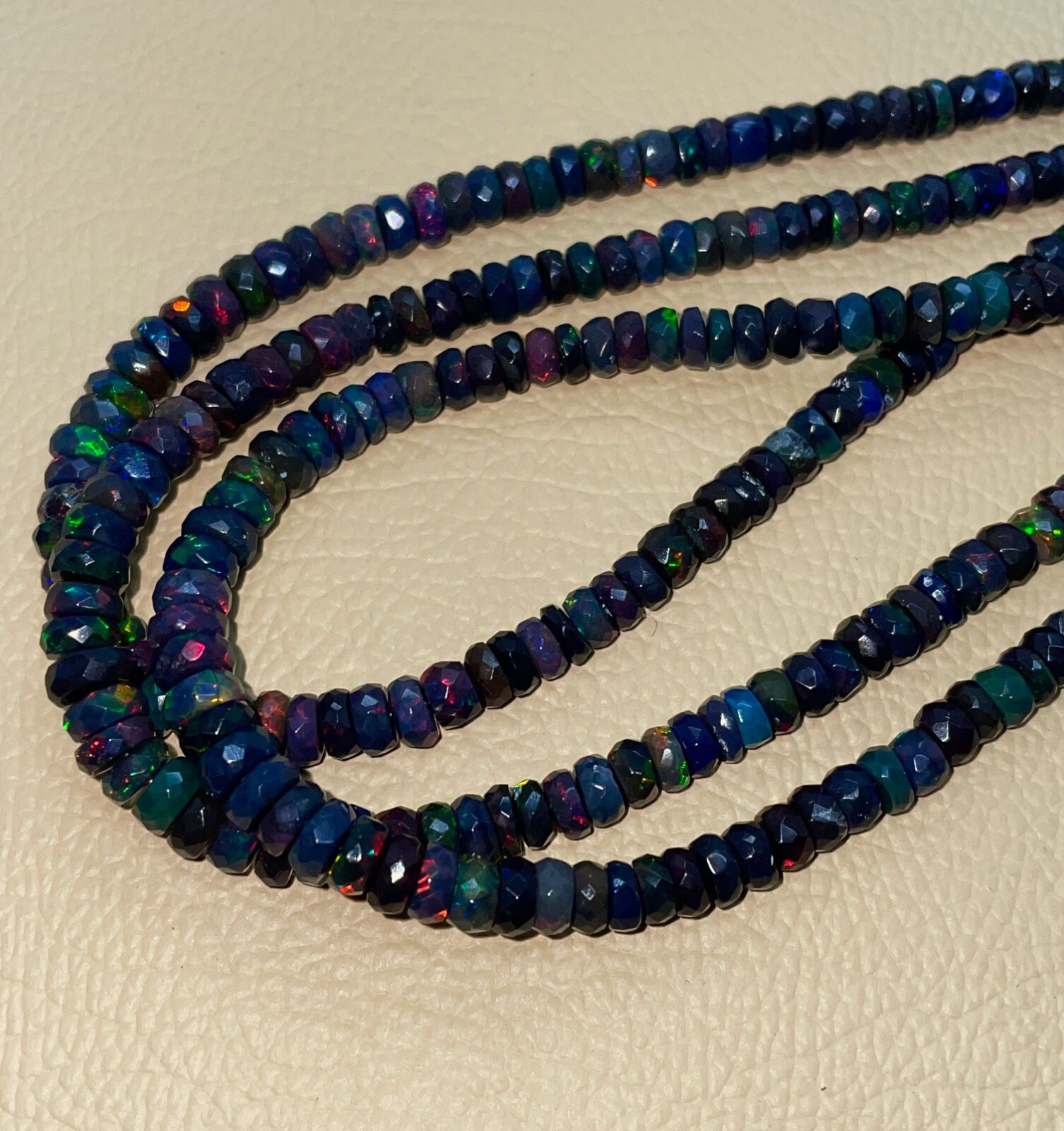 Top Quality Ethiopian Natural Black Opal Faceted Rondelle shape Beads Gemstone