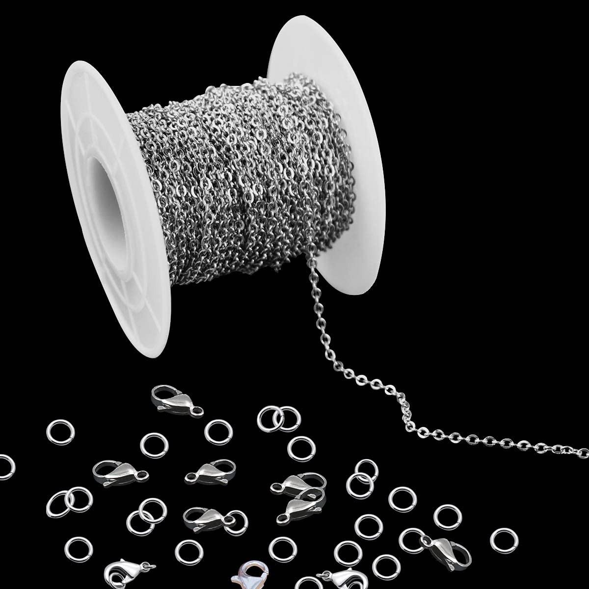 33 Feet Stainless Steel Jewelry Chains for Jewelry Making – Silver Chain Roll