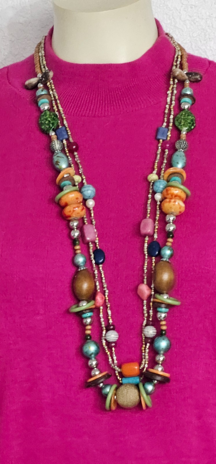 2 CHICOS NECKLACES MULTICOLOR BEADS EXCELLENT CONDITION 19 INCH. One price.