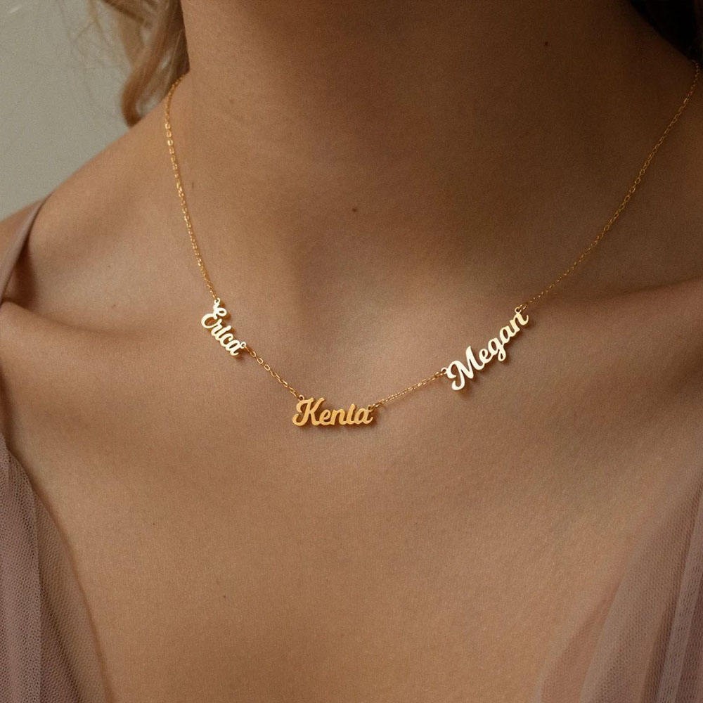 Personalized Family Necklace with 3 Names Pendant Custom Jewelry Gift for Women