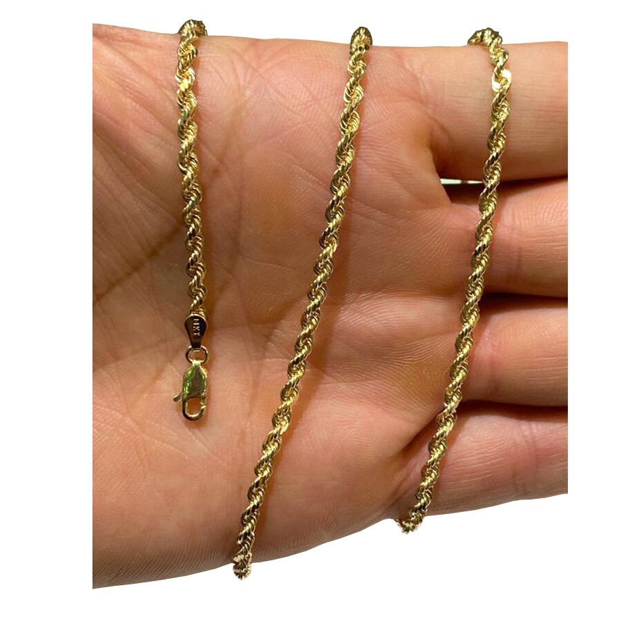 14k Solid Yellow Gold Rope Chain Necklace Bracelet 1mm-10mm Men Women Sz 7″-30″