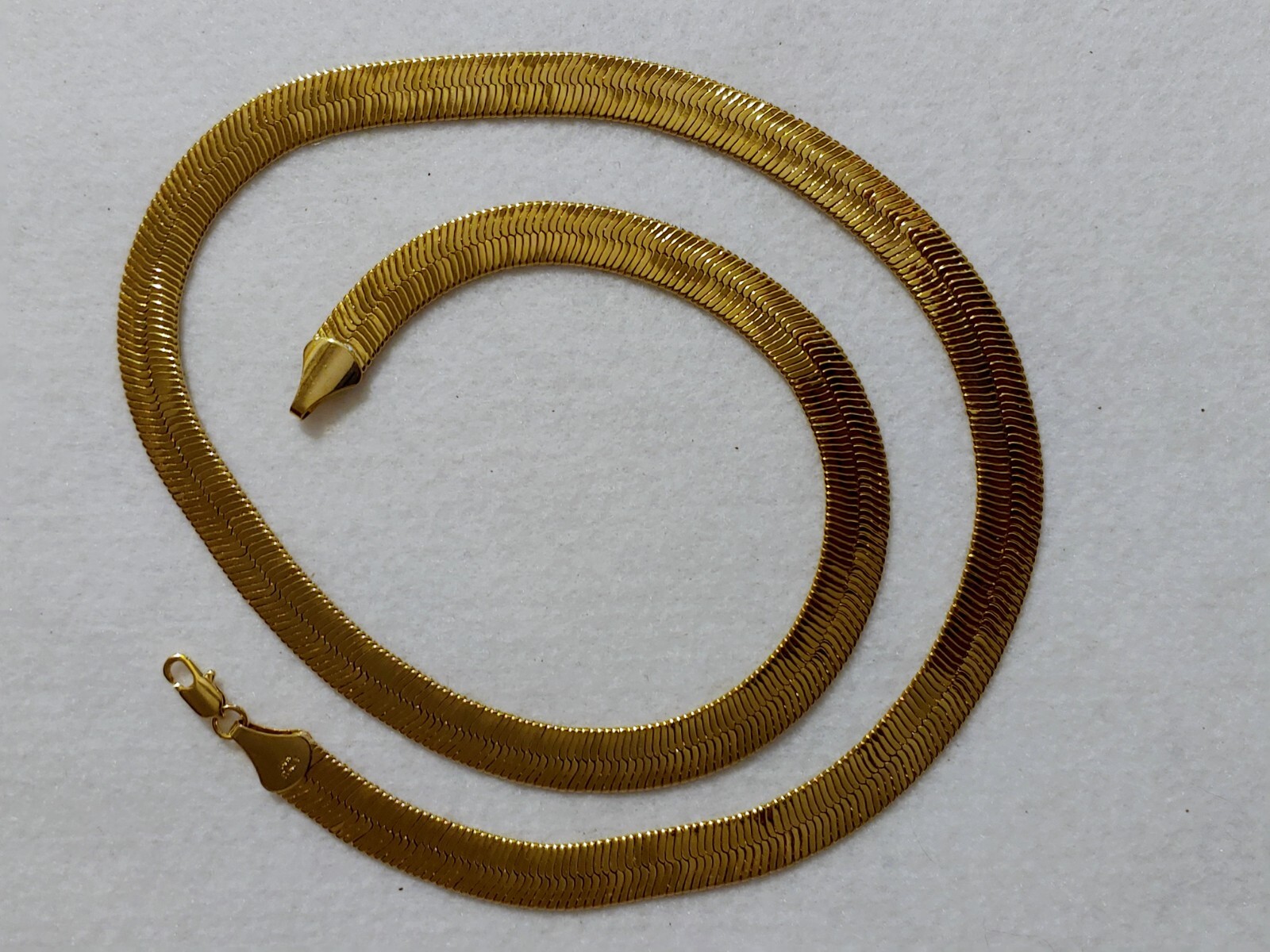 14K Gold Plated Italy Herringbone Necklace 9mm Wide x 24 in Long