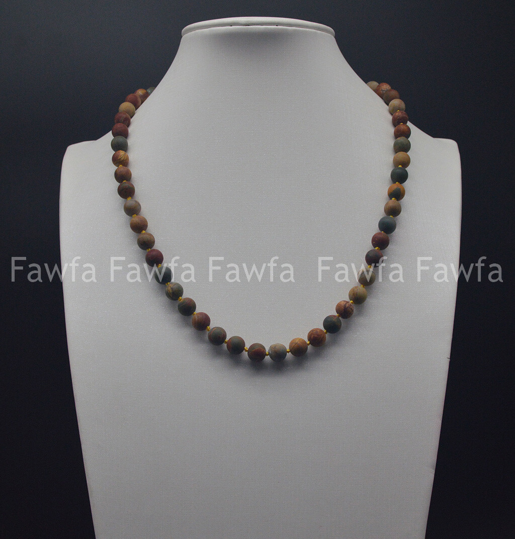 6/8/10mm Matte Multicolor Picasso Jasper Round Gemstone Beads Necklace 18-72”