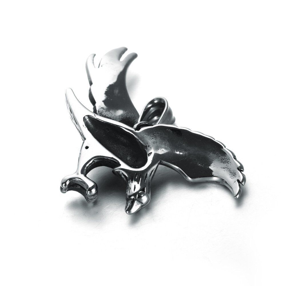 MENDEL Mens Boys Stainless Steel Biker Eagle Hawk Bird Pendant Necklace For Men