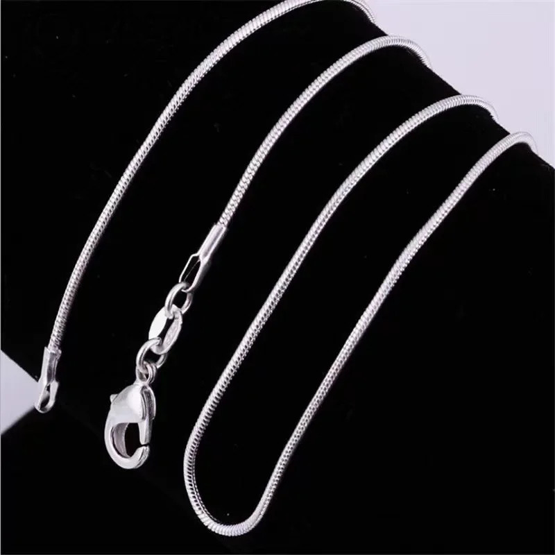 Snake Chain Necklace 925 Sterling Silver Chain 1Mm 16-30Inch High Quality