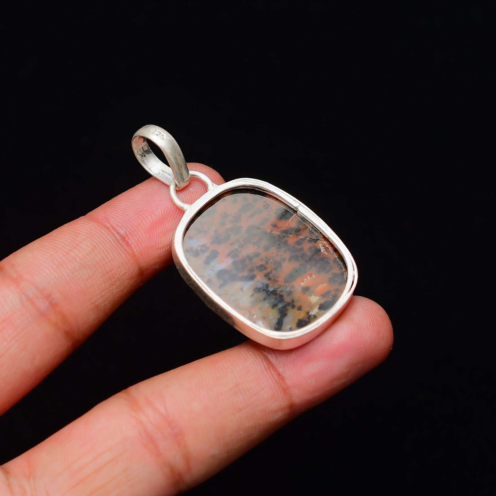 Mahogany Obsidian Gemstone 925 Sterling Silver Jewelry Pendant 1.77″