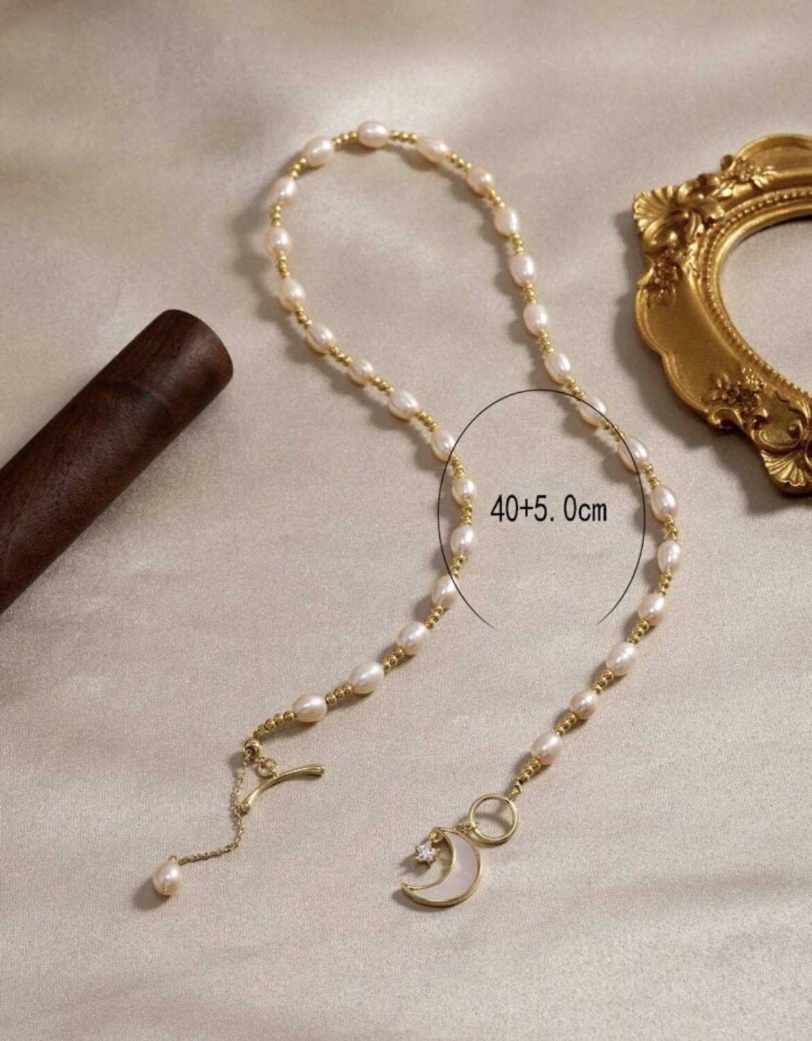 Mother Of Pearl Necklace & Baroque Pearl Moon Star OT womens Jewelry
