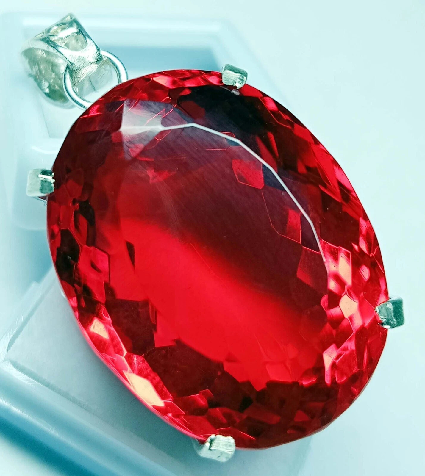 Oval Cut 112-114 Ct Pendant Red Topaz Locket Natural Gemstone Certified PD059