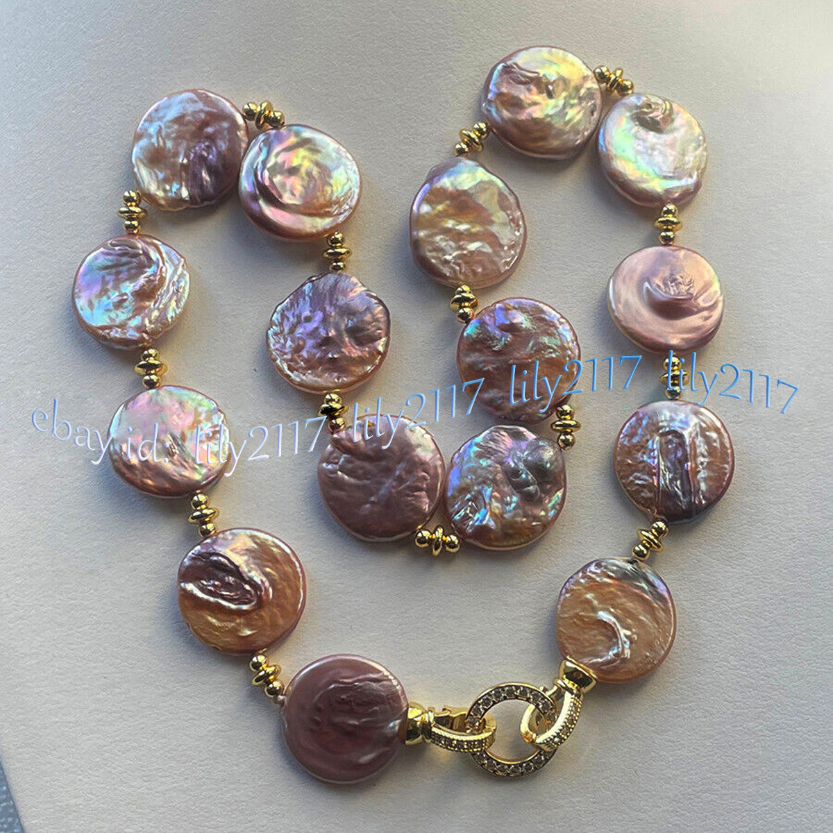 Huge 18-20mm Natural Multicolor Freshwater Flat Coin Pearl Necklace Earrings Set
