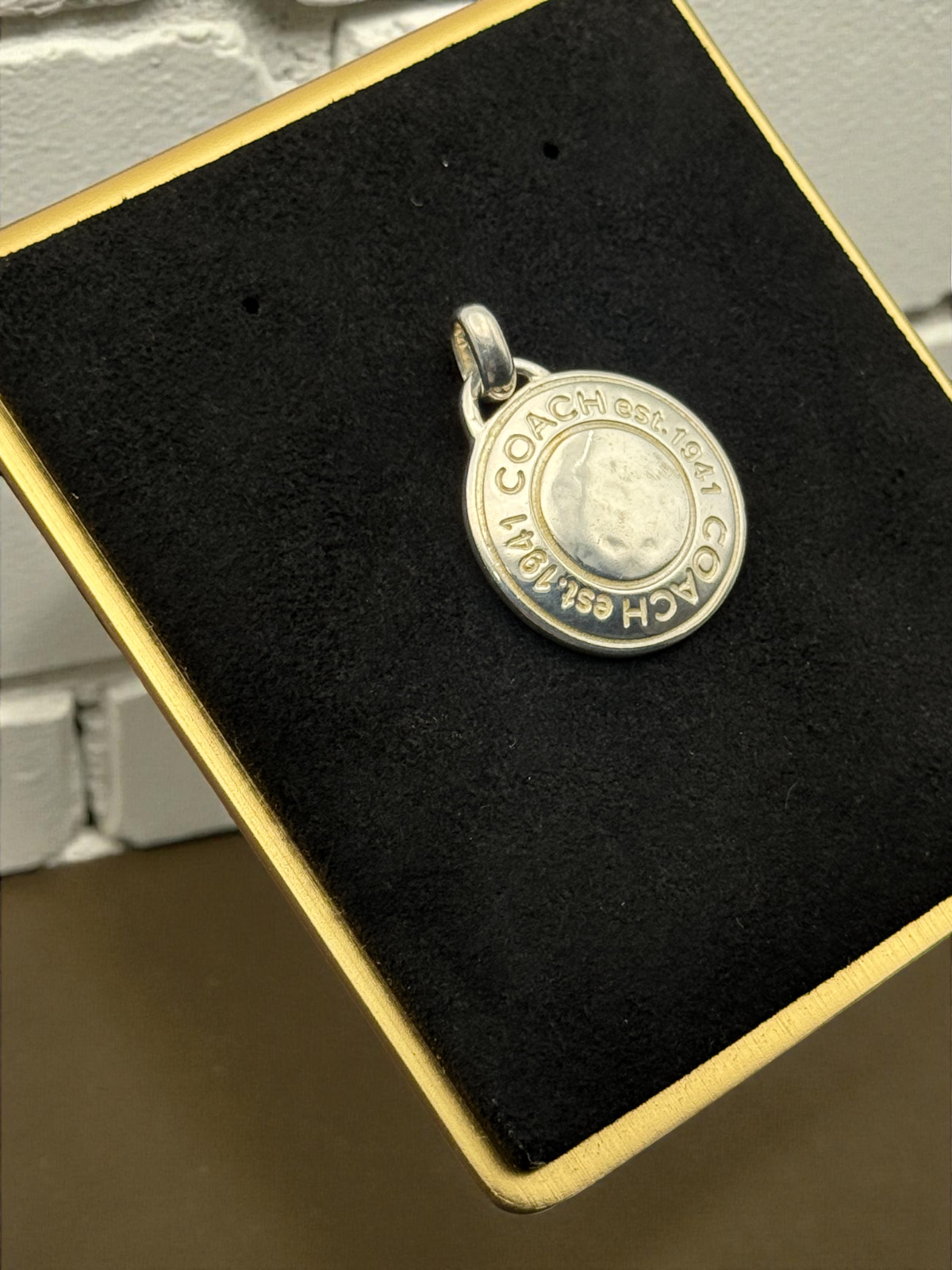 Coach Vintage Semi Hammered 925 Sterling Silver Coin Bombe Snaphead Pendant Y2K