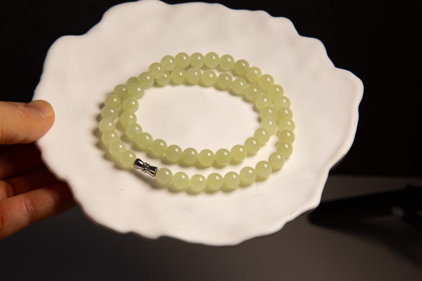 7mm High Grade Oily Yellow Nephrite Necklace｜高级若羌黄口和田玉项链