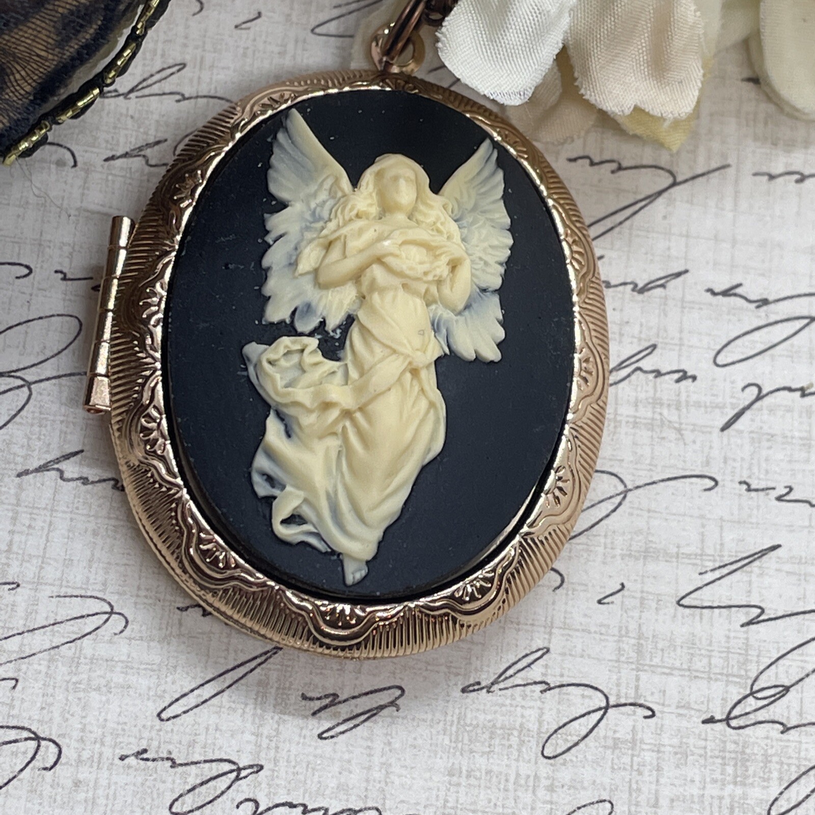 Angel Wedding Anniversary Birthday Rose Gold gift Bridal Bridesmaid Photo Locket