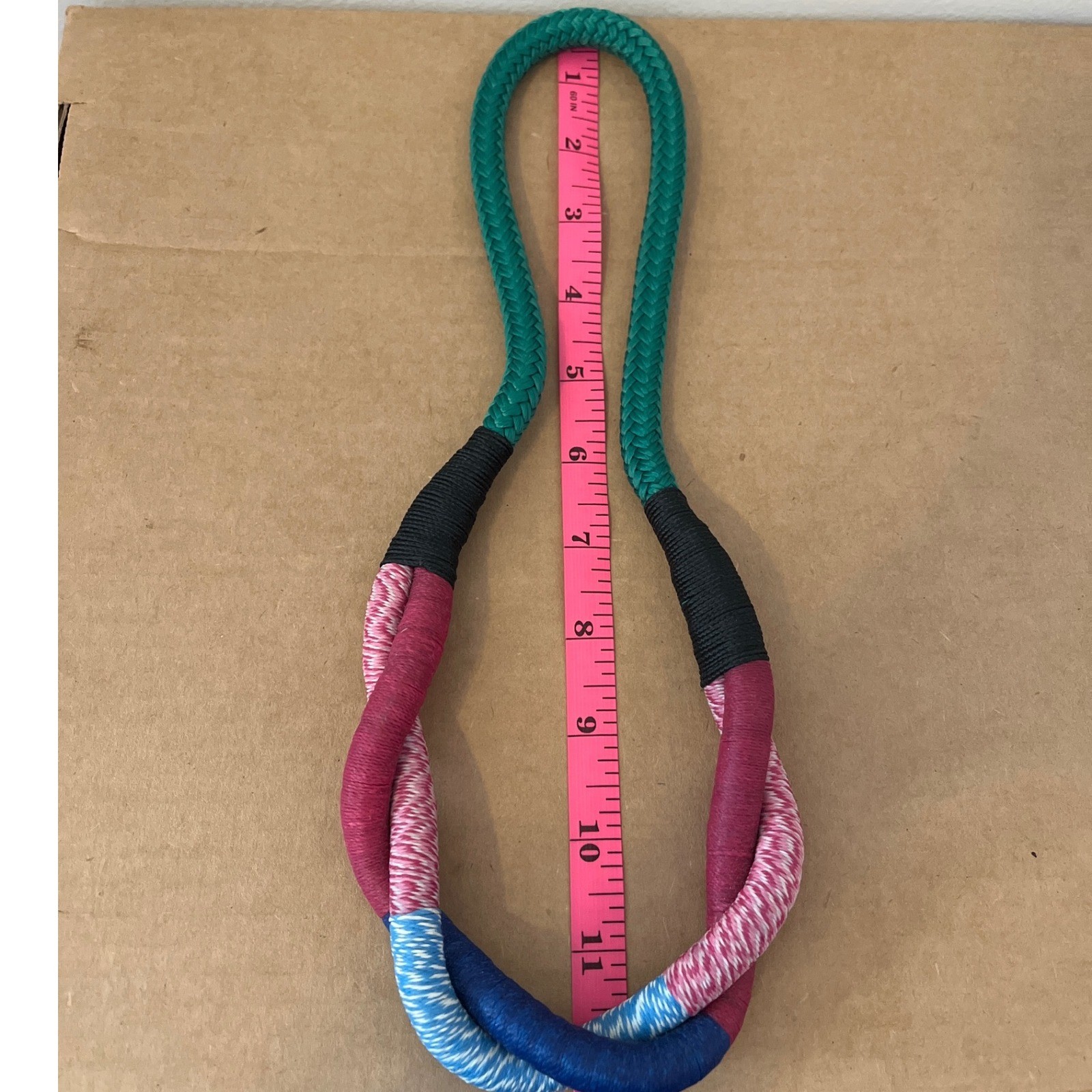 Statement Necklace Maximalist Braided Rope Green Pink Blue Colorful Boho Chic