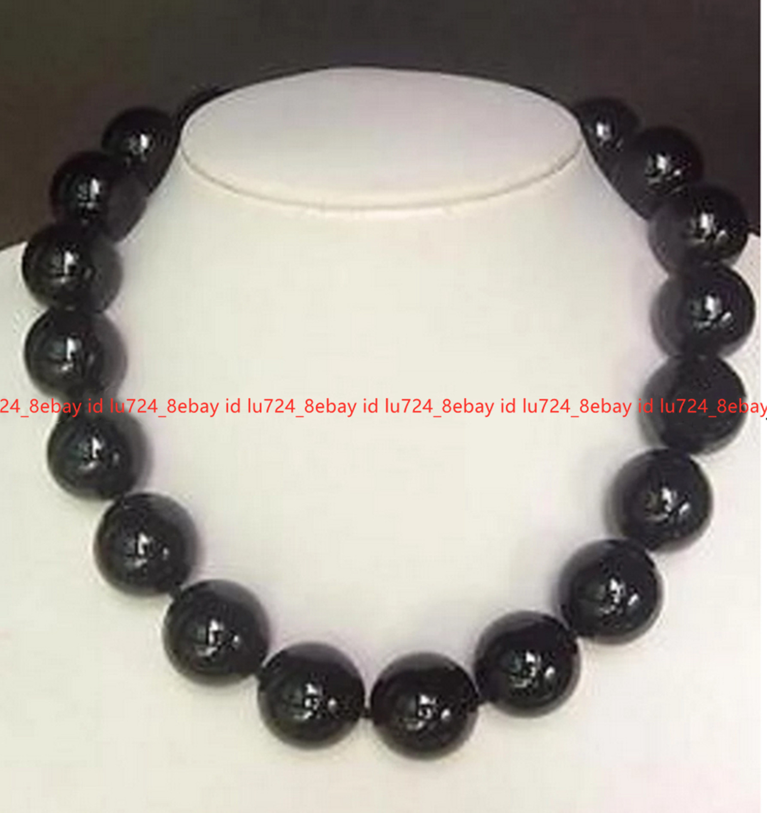 Huge 20mm Genuine Natural Black Agate Round Gemstone Beads Necklaces 16-28″
