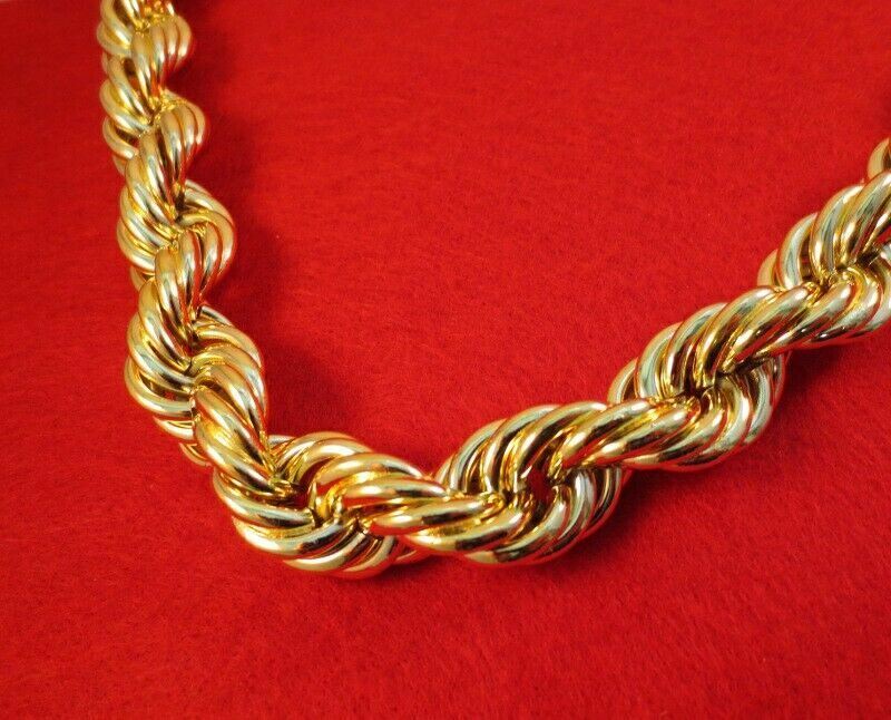 24″ HIP HOP 20MM 18KT GOLD PLATED HEAVY RUN DMC DOOKIE ROPE CHAIN NECKLACE