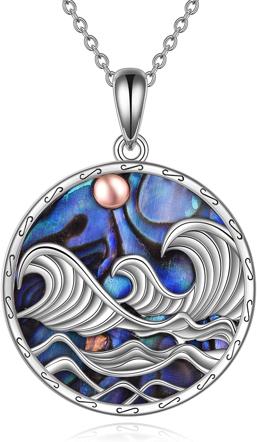 Ocean Wave Necklace for Women Sterling Silver Abalone Shell Ocean Jewelry Gifts