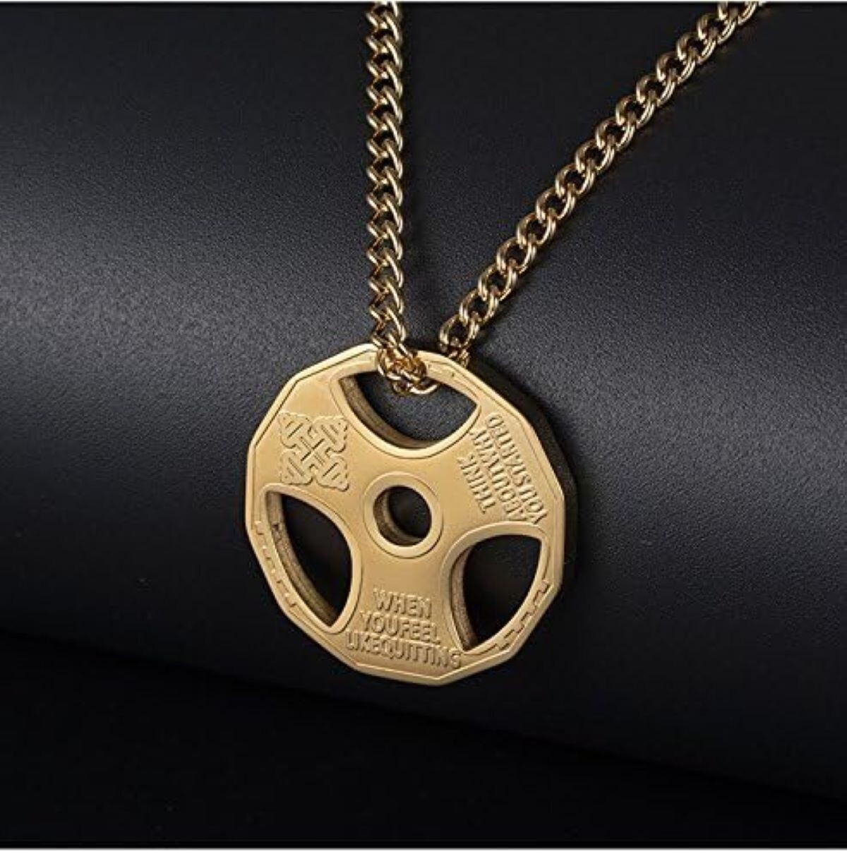 Weight Plate Gym Bodybuilding Fitness Sport Jewelry Necklace Gold