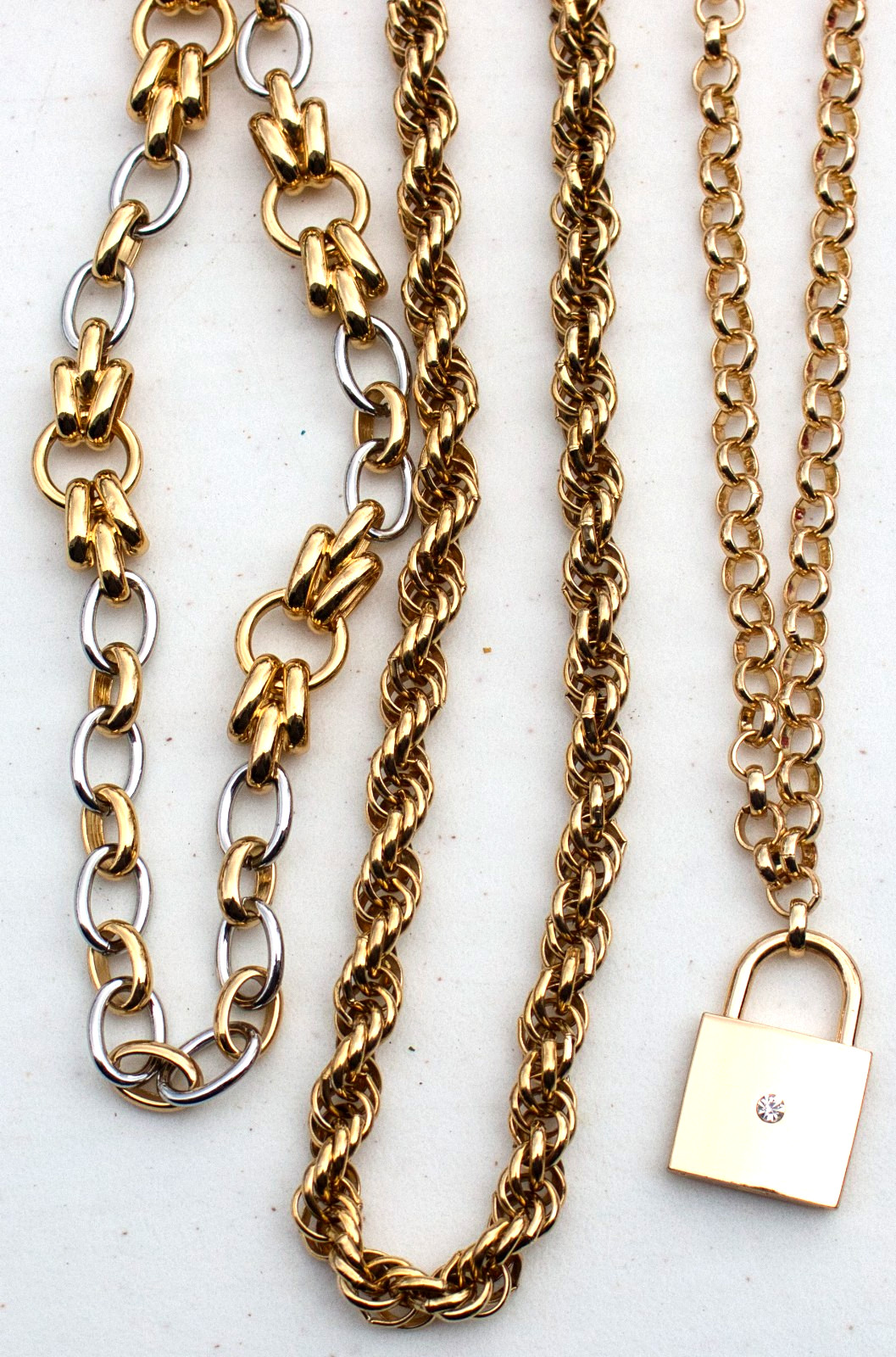 Lot of 3 Gold tone Necklaces – Erwin Pearl, Chico’s and a 3rd undefined logo