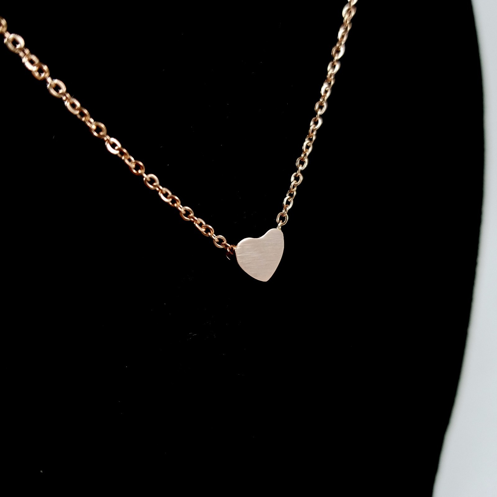 Rose Gold Plated Tiny Heart Necklace Gift Box Dainty Love Womens Jewelry