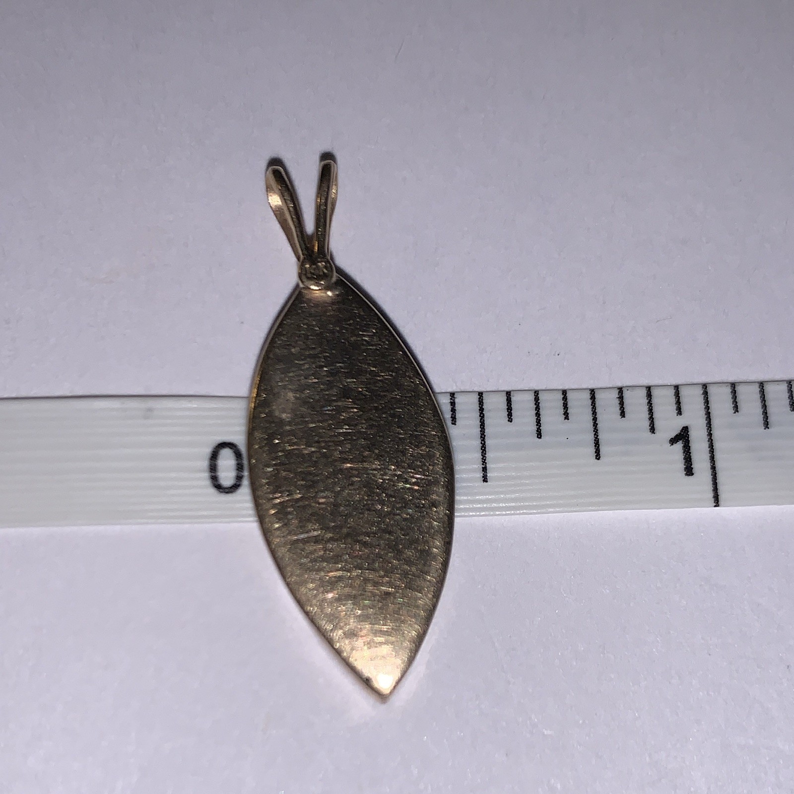 14 K Gold Marquise Pendant w/ Multicolor Opal & 3 Diamond’s Prong Set