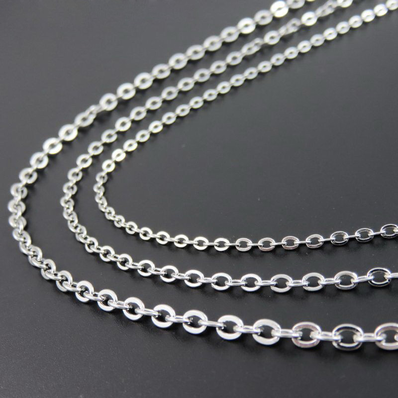 5-100pcs Wholesale Stainless Steel Silver Oval Cross Chain Necklace 16in-40in