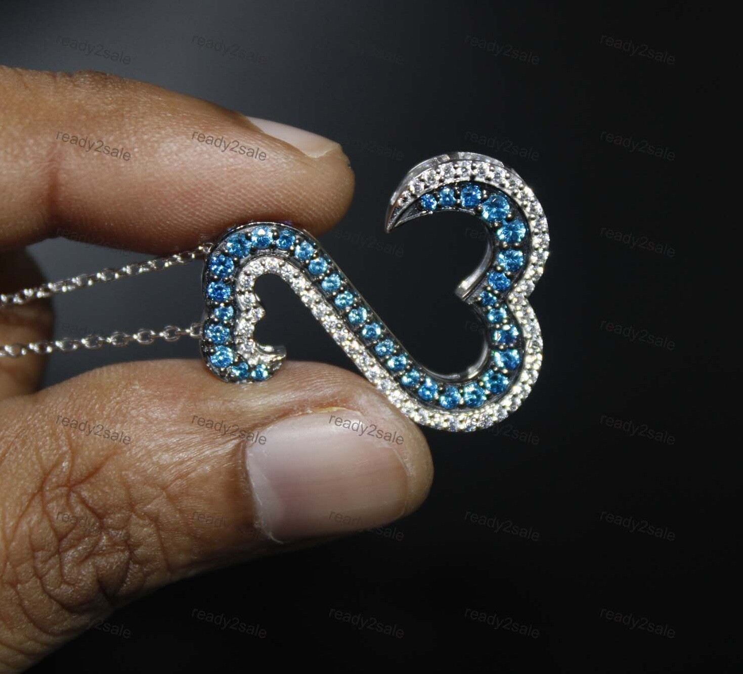 SIMULATED DIAMOND OPEN HEART COLLECTION WHITE GOLD PLATED SILVER 2.1CT PENDANT