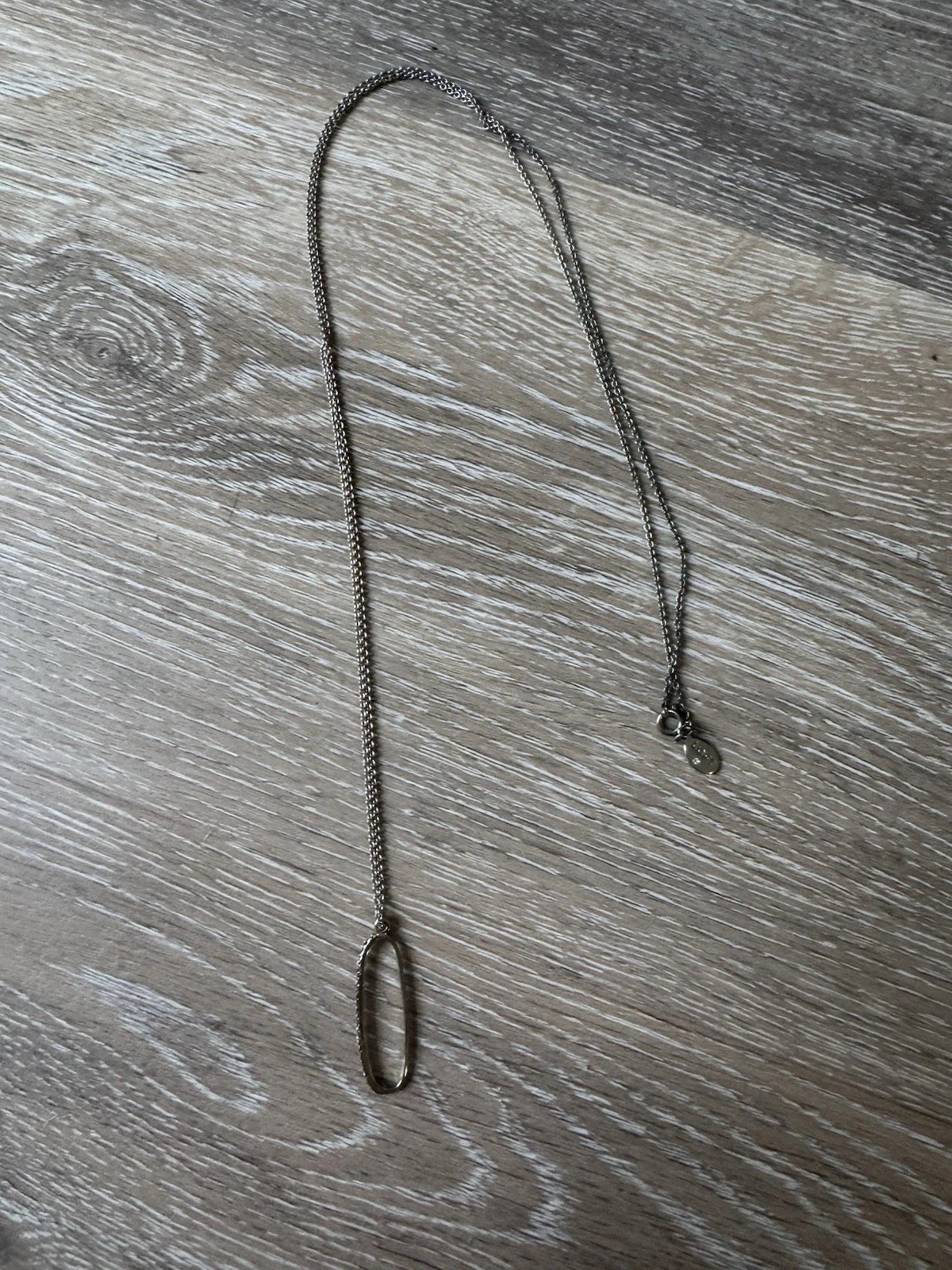 LOFT Silver Tone Cable Chain Necklace Bar Pendant 16 in Lobster Clasp Signed
