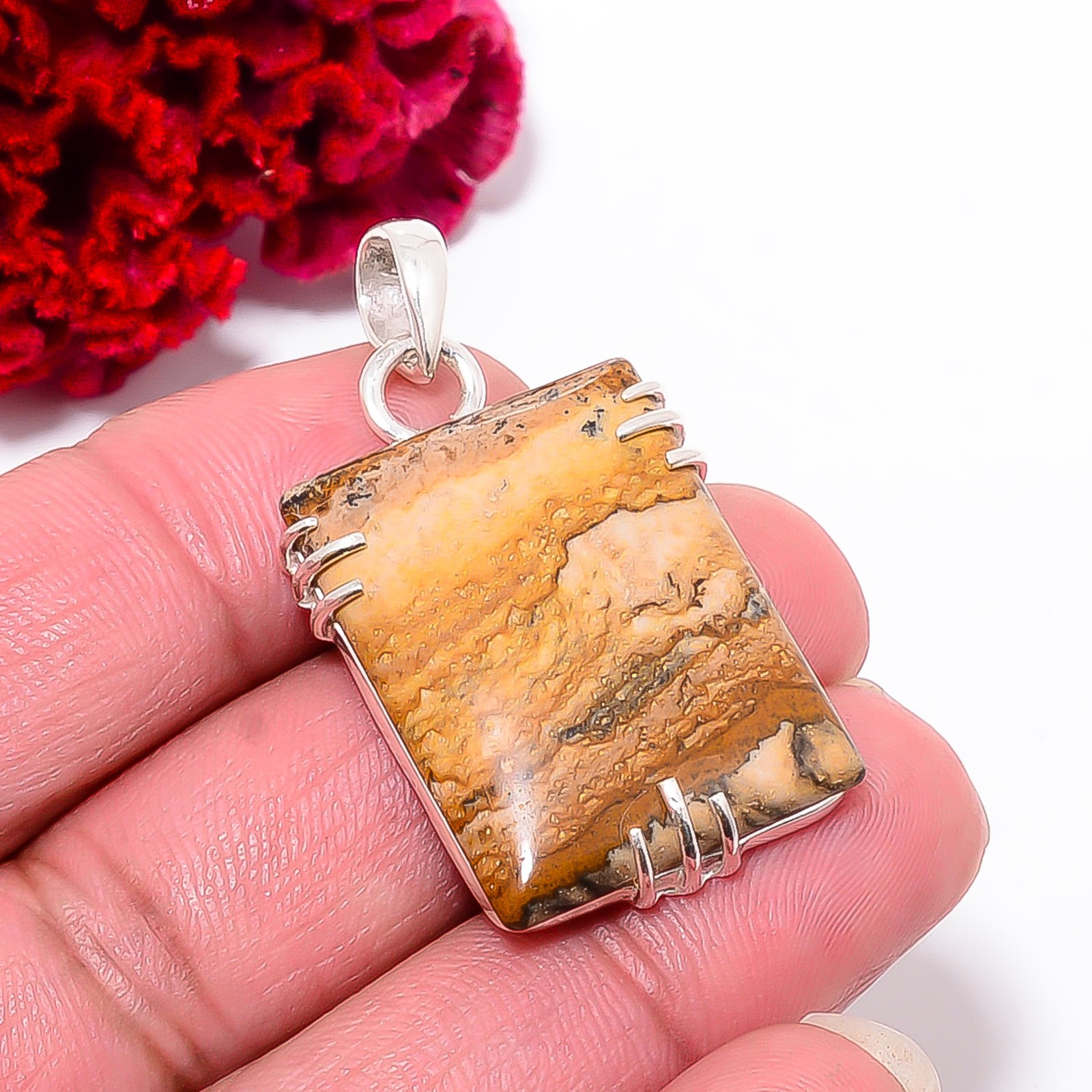 Picture Jasper – Oregon Designer Handmade 925 Sterling Silver Pendant 1.6 P47